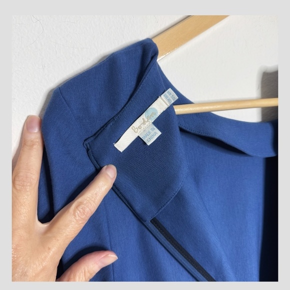 Boden Sheath Dress Stretch Ponte Fabric Blue Black Print 3/4 Sleeve Zip Back - Picture 5 of 16